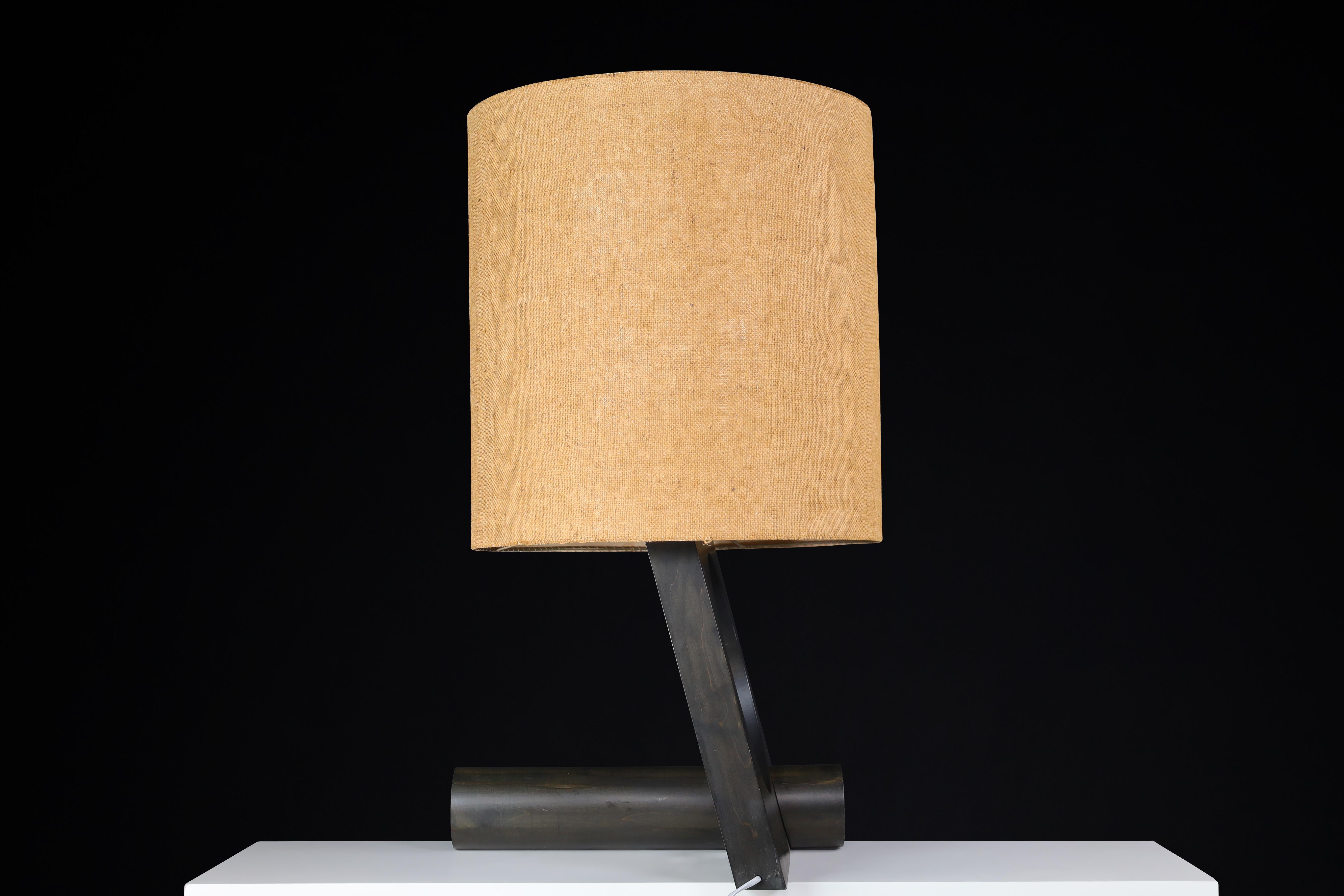 Moderna de mediados de siglo Vladimír Nývlt Lámpara de mesa de madera maciza, Praga, años 70 Rara escul en venta 2