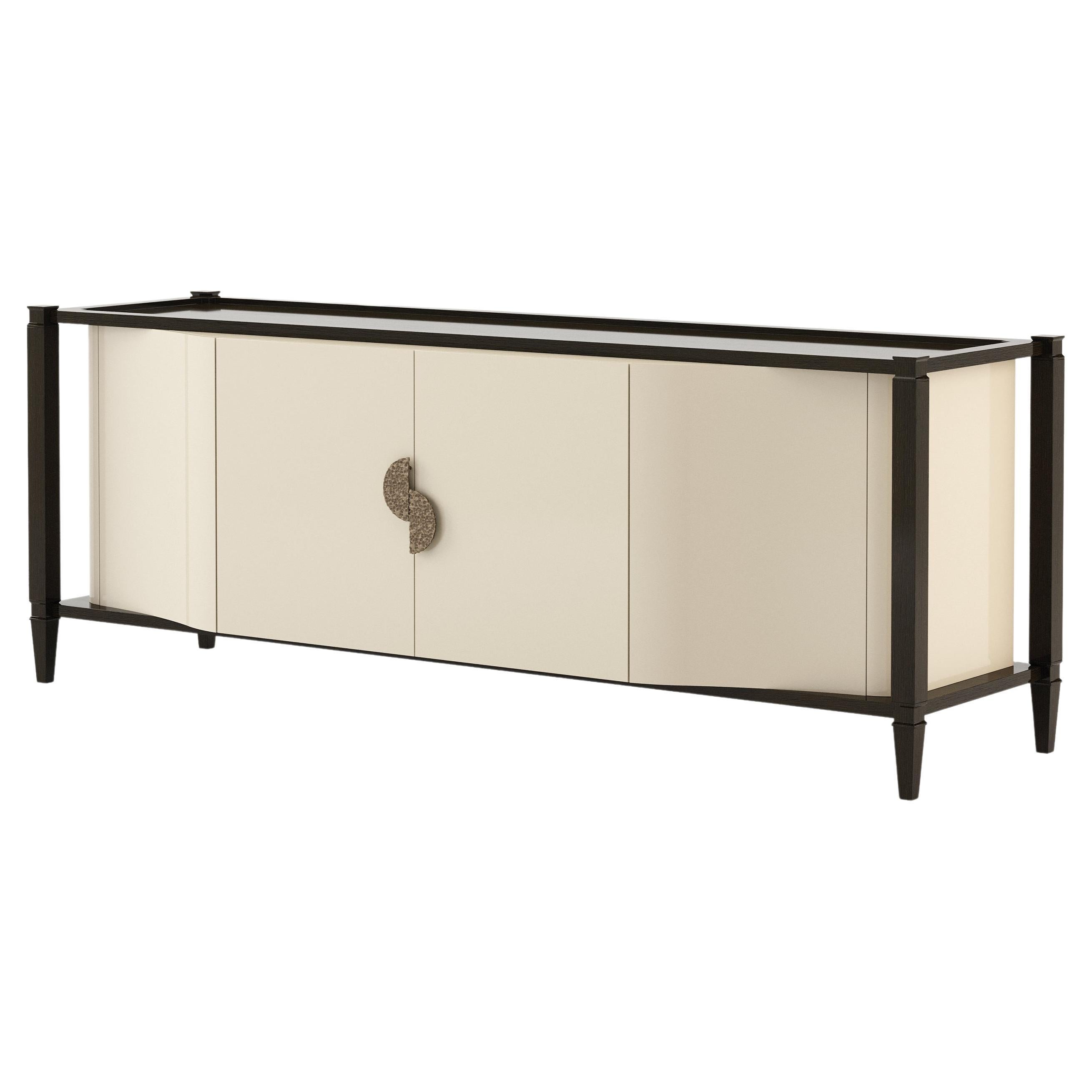 Mid-Century Modern Voilier Sideboard Made with Lacquer and Brass by Stylish Club For Sale