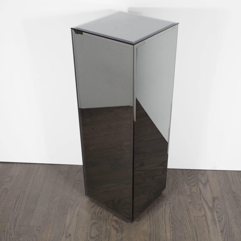 MidCentury Modern Volumetric Rectangular Smoked Mirror and Hand