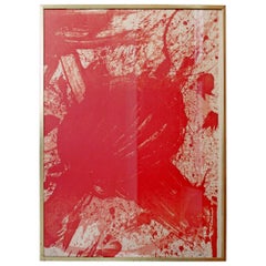 Mid-Century Modern Walasse Ting Signed Abstract Lithograph Red 20/30, 1960s