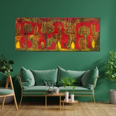 Mid-century, modern wall carpet, tapestry. Abstract pattern red, black. MCM EU