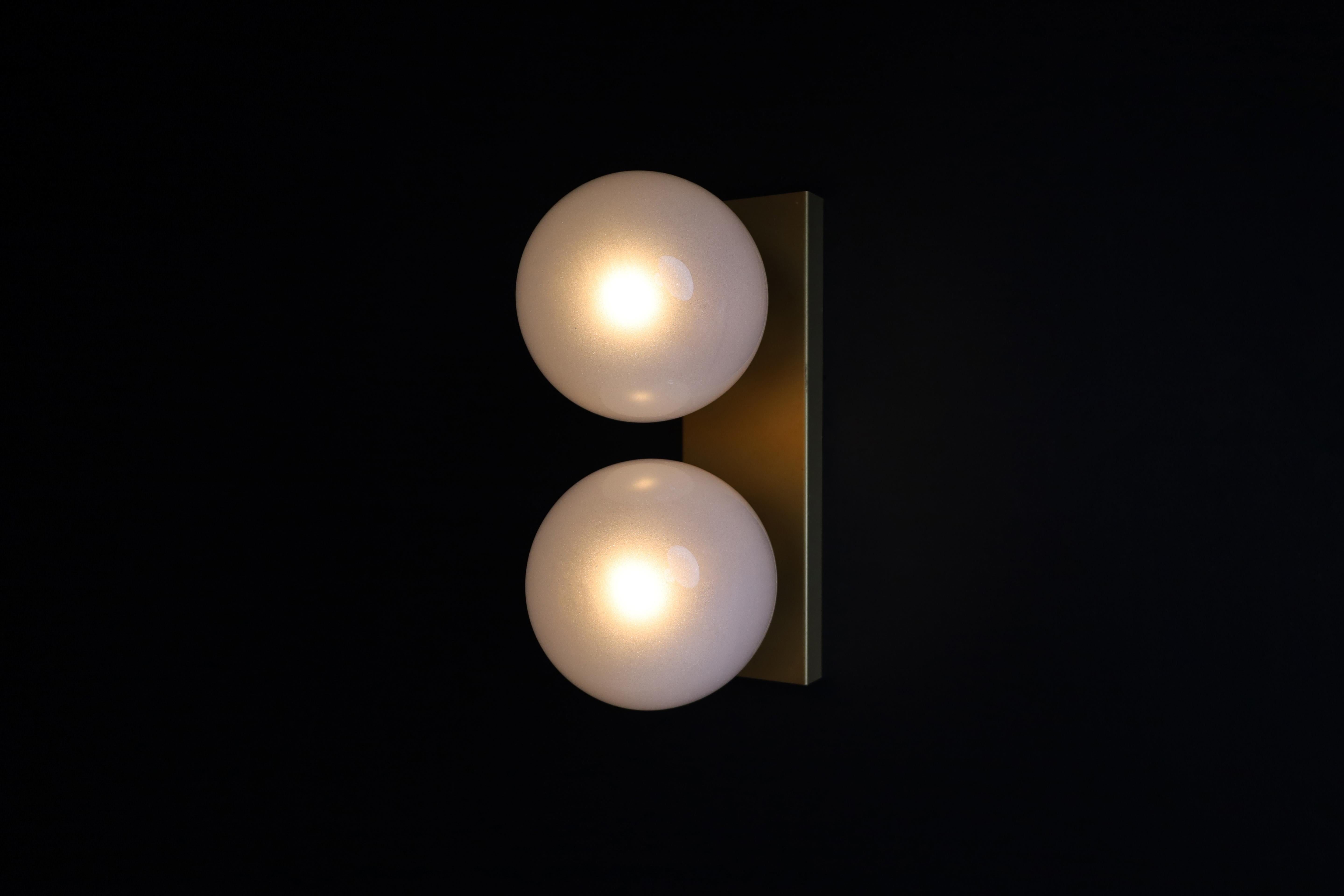 Mid-Century Modern Wall / Ceiling Lights White Ice Glass Globes, 1960s For Sale 9