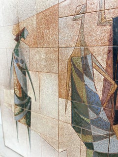 Mid-Century Modern Wall Ceramic Panel, Signed and Dated