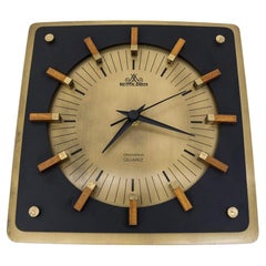 Mid-Century Modern Wall Clock by Meister Anker in Brass & Wood, 1960s, Germany
