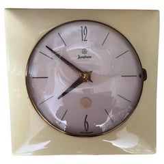 Mid-Century Modern Wall Clock in Soft Yellow by Junghans Germany