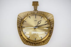 Mid-Century Modern Wall Clock in Brass and Metal by Atlanta, 1960s Germany