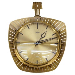 Mid-Century Modern Wall Clock in Brass and Metal by Atlanta, 1960s Germany