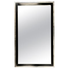 Mid-Century Modern Wall, Console Mirror, Milo Baughman, Ebony, Chrome