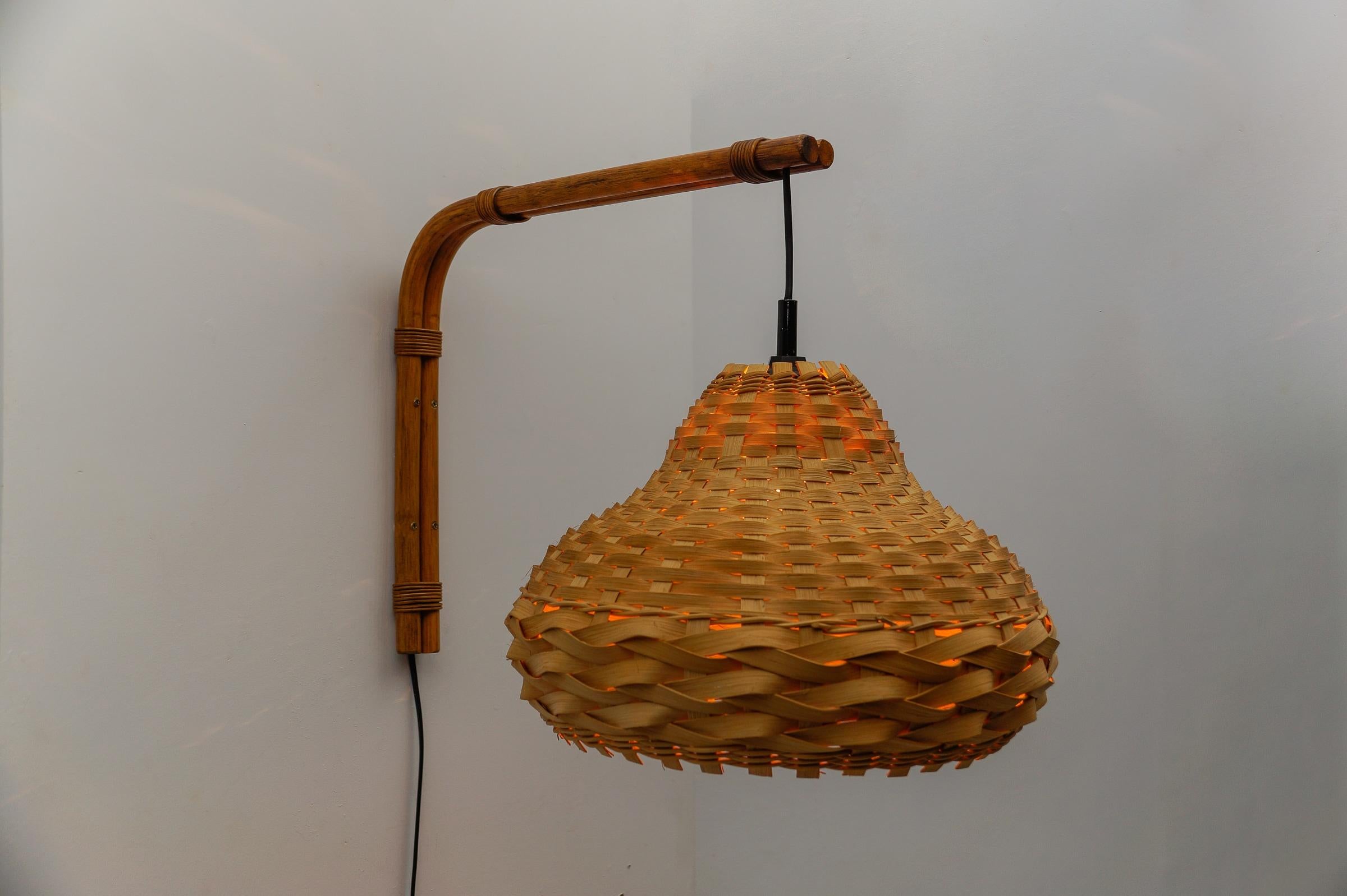 italien Applique moderne du milieu du siècle Bambou et rotin, 1960 Italie en vente