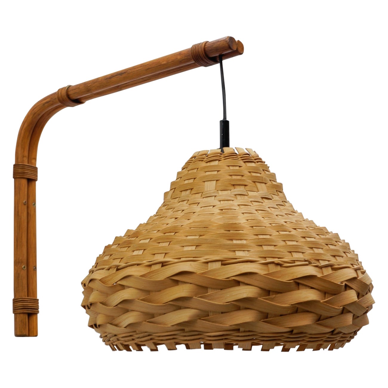 Applique moderne du milieu du siècle Bambou et rotin, 1960 Italie en vente
