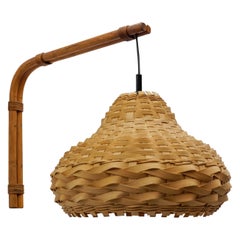 Lampada da parete Mid-Century Modern Bambù e rattan in vimini, 1960 Italia