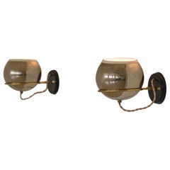 Mid-Century Modern Wall Lamp Design by Lustres Pelotas, Aluminum and Brass 1950s