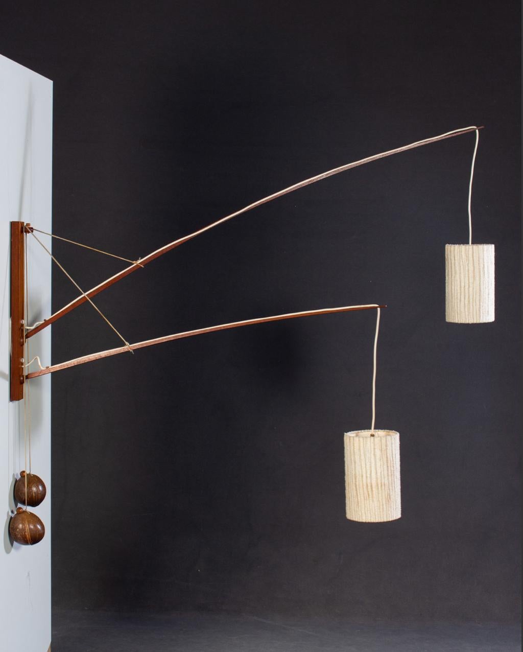 Mid-Century Modern Wall Light with coconut counterweights by Rupprecht Skrip 6