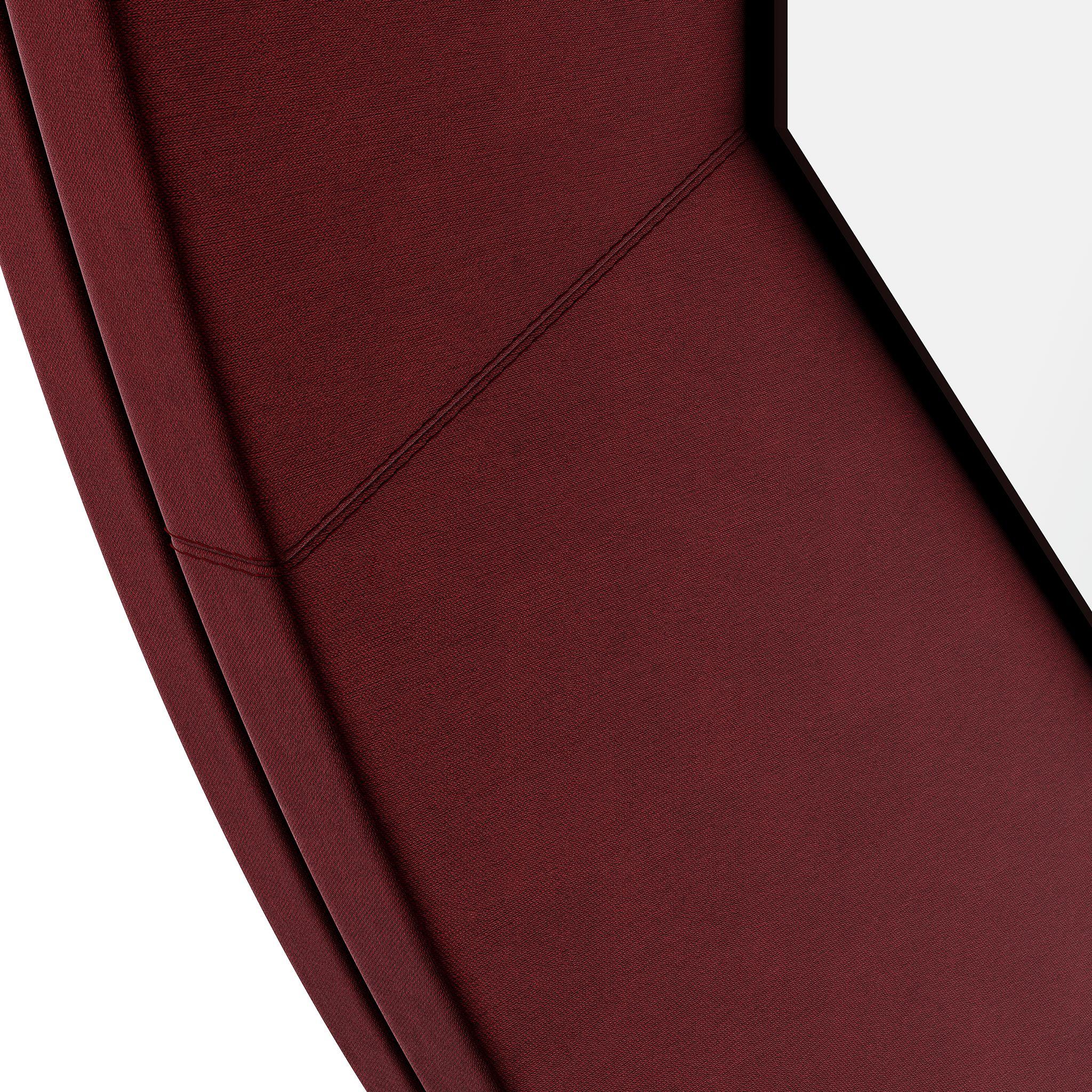 Portuguese Mid-Century Modern Wall Mirror Contemporary Frame Red Bordeaux Velvet For Sale