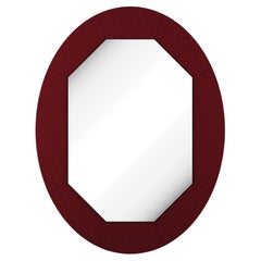 Mid-Century Modern Wall Mirror Contemporary Frame Red Bordeaux Velvet