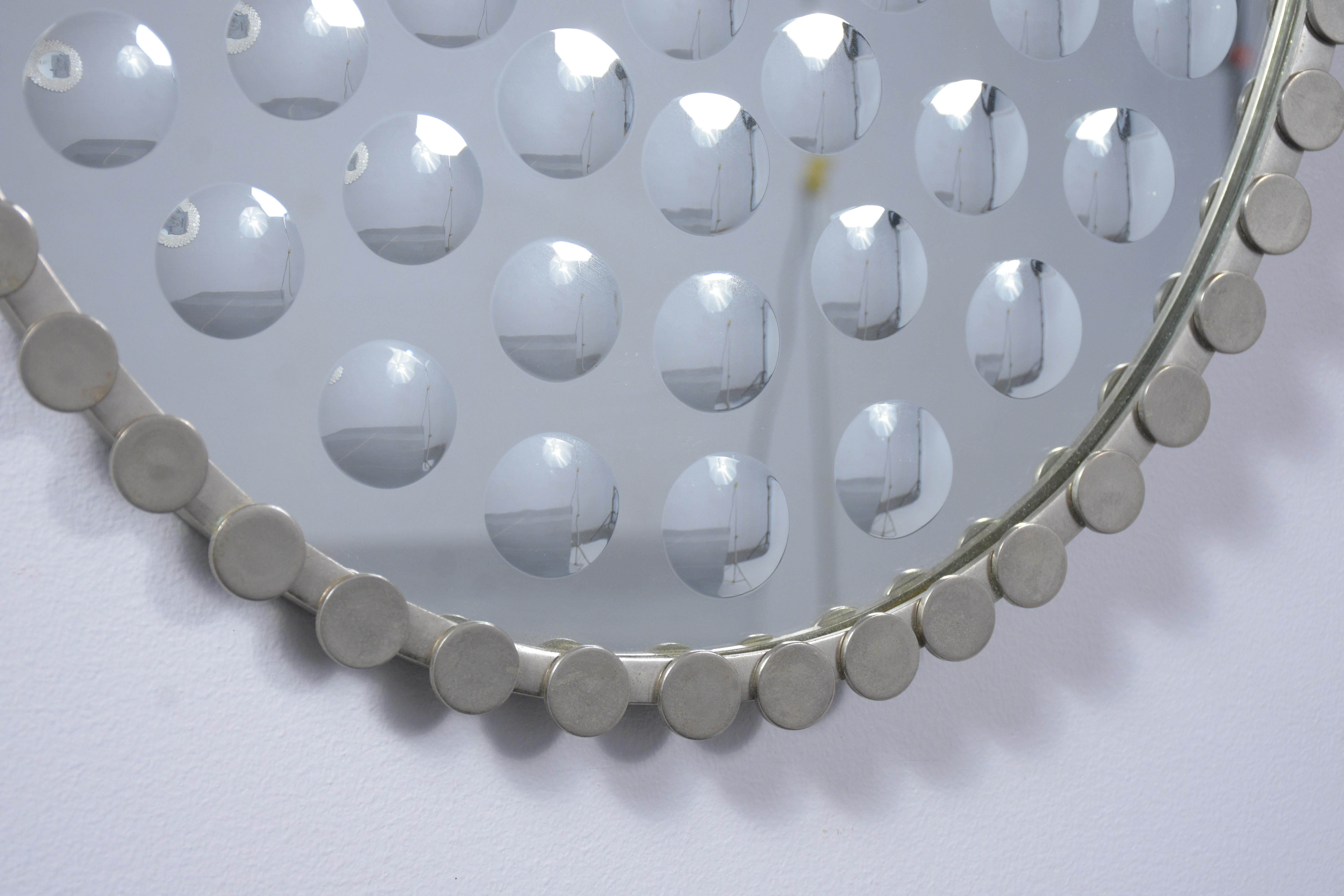 Hand-Crafted Mid-Century Convex Wall Mirror For Sale