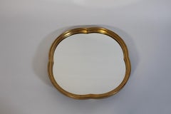 Mid Century Modern Wall Mirror Golden Beech Clover Leaf 1960s Vienna
