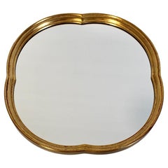 Mid Century Modern Wall Mirror Golden Beech Clover Leaf 1960s Vienna