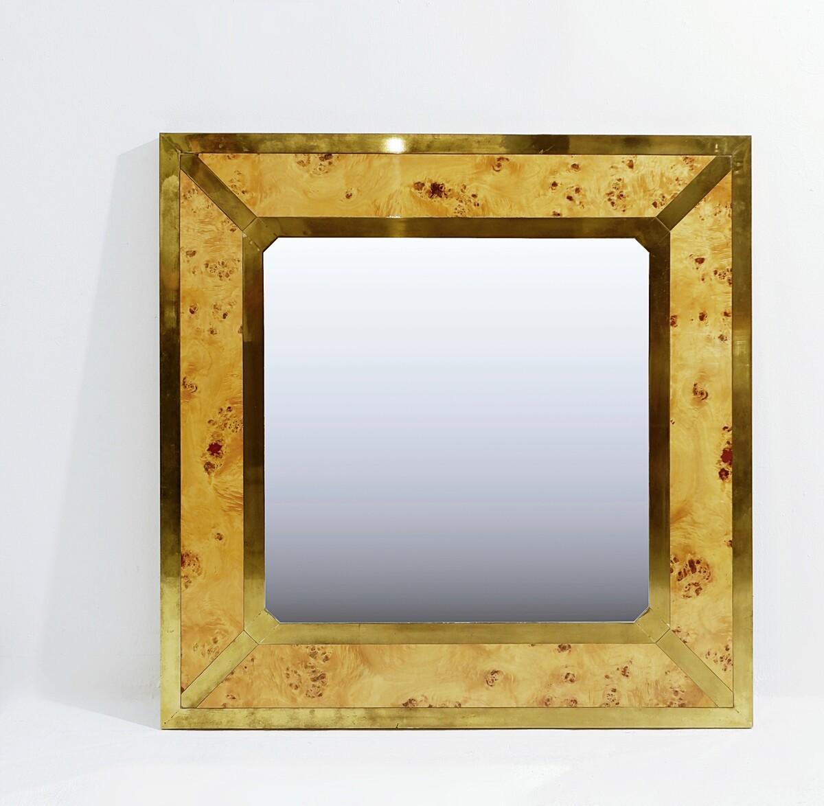 Metal Mid-Century Modern Wall Mirror in the Style of Willy Rizzo, 1970s