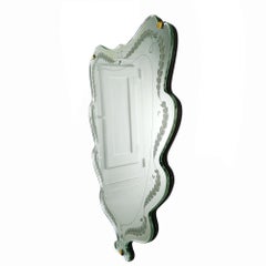 Specchio da parete moderno di metà secolo montato su mogano massiccio - Italia 1940