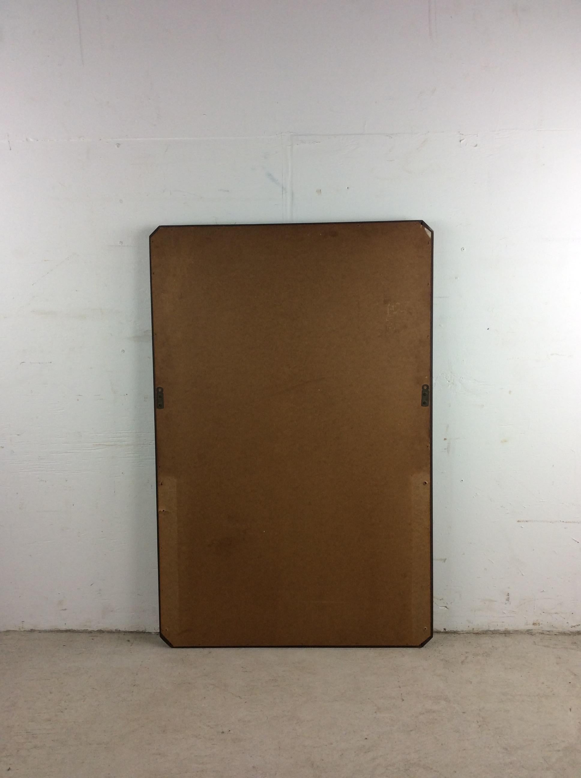 Mid Century Modern Wall Mirror with Angular Walnut Frame For Sale 7