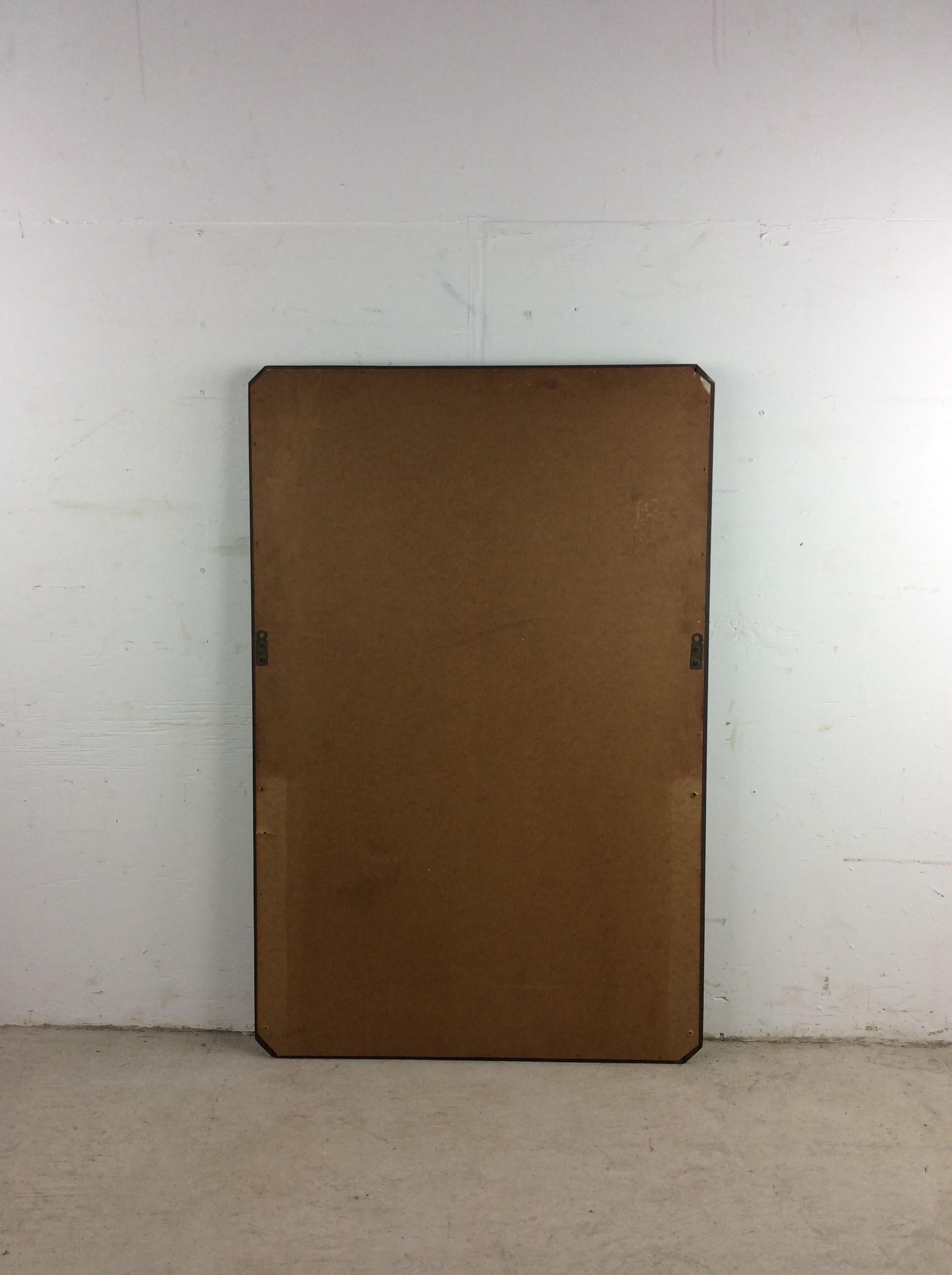 Mid Century Modern Wall Mirror with Angular Walnut Frame For Sale 8