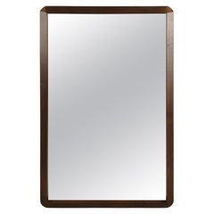 Mid Century Modern Wall Mirror with Angular Walnut Frame