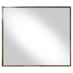 Mid-Century Modern Wall Mirror with Brass and Chrome Frame, Italy