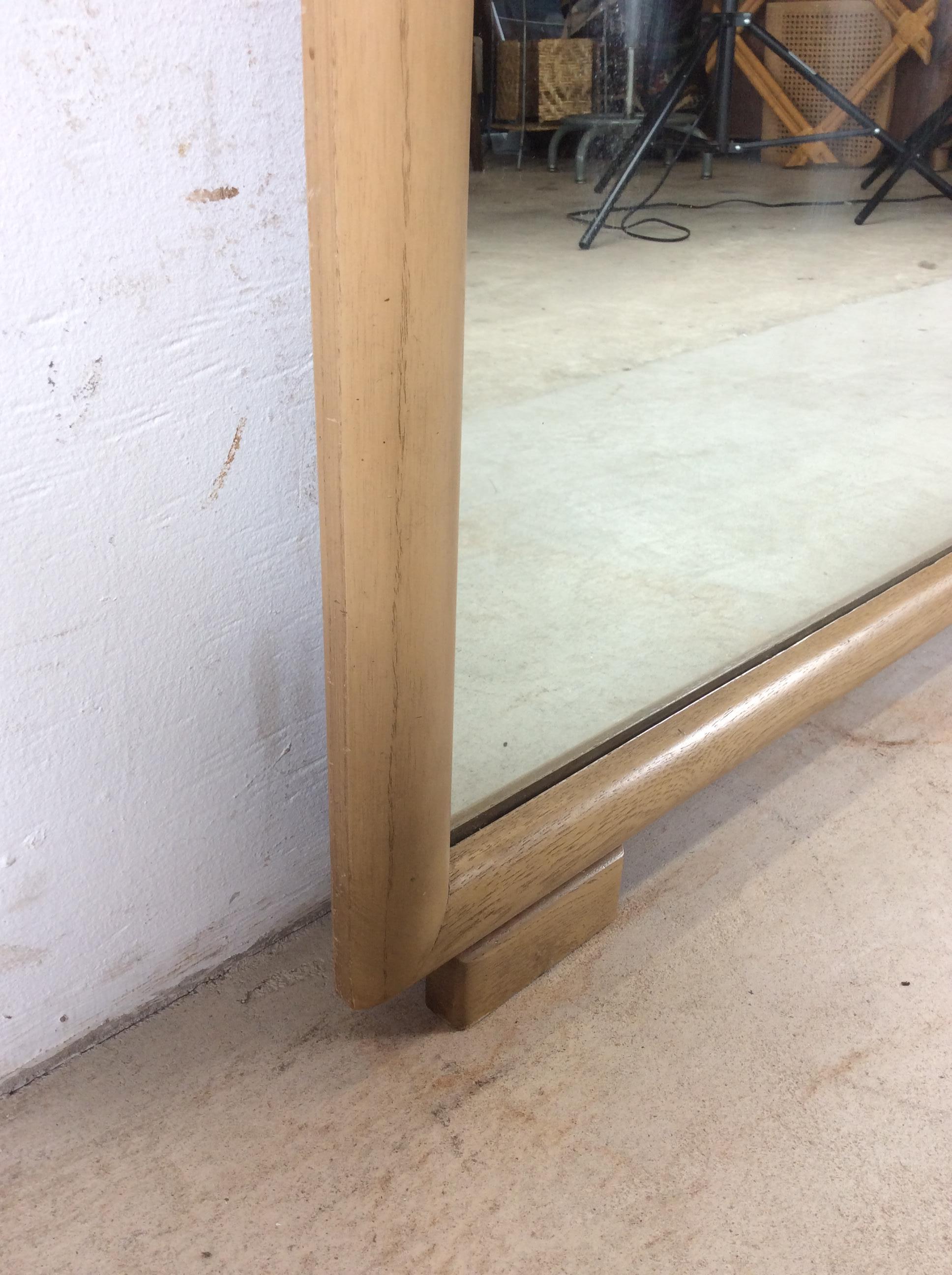 Mid Century Modern Wall Mirror with Limed Oak Finish en vente 5