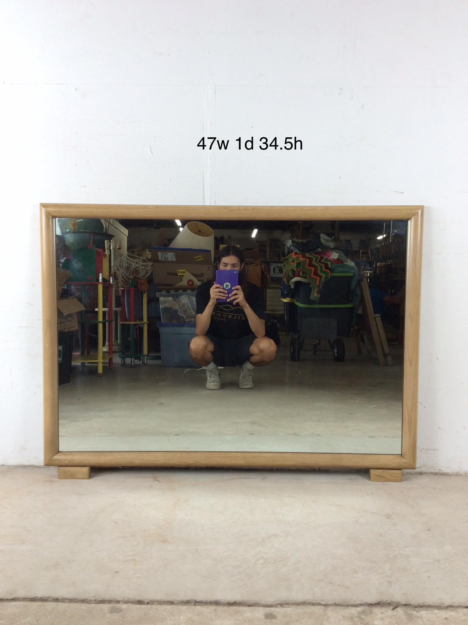 Mid Century Modern Wall Mirror with Limed Oak Finish en vente 8