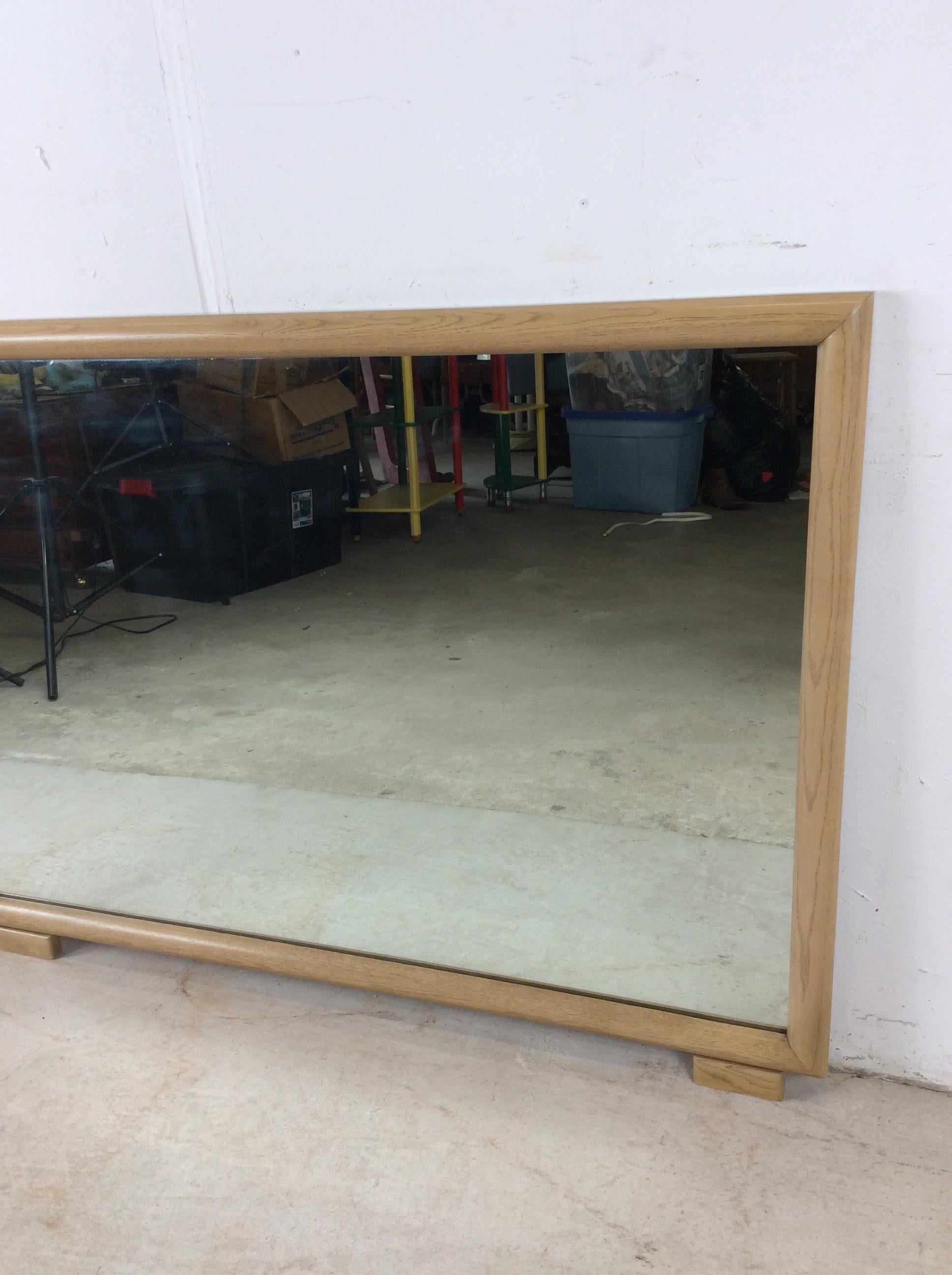 Américain Mid Century Modern Wall Mirror with Limed Oak Finish en vente