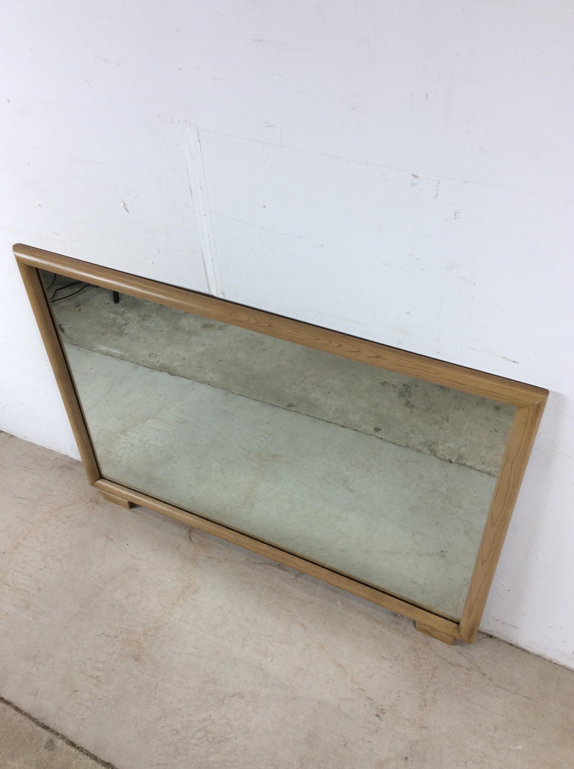Mid Century Modern Wall Mirror with Limed Oak Finish Bon état - En vente à Freehold, NJ