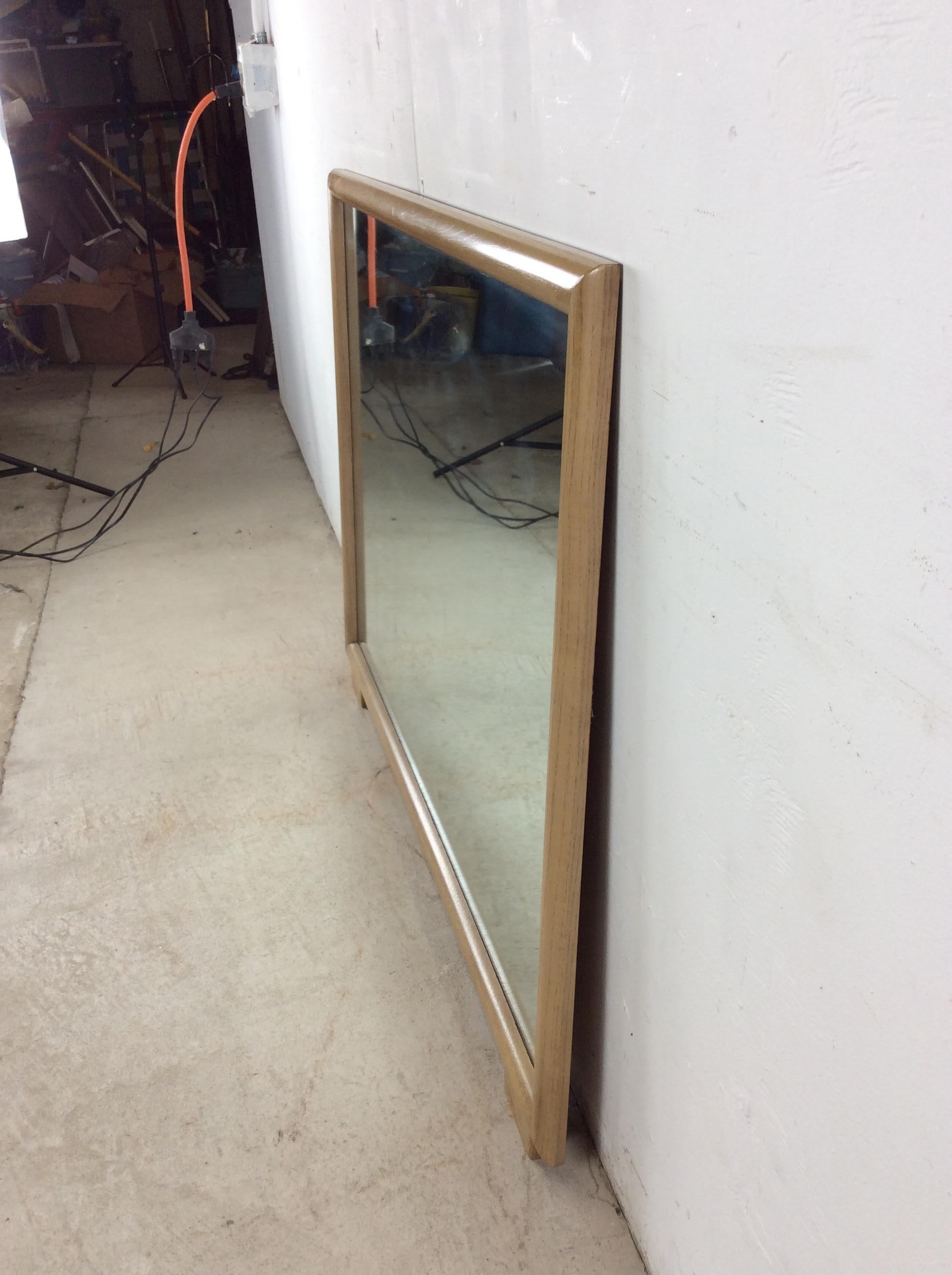 20ième siècle Mid Century Modern Wall Mirror with Limed Oak Finish en vente