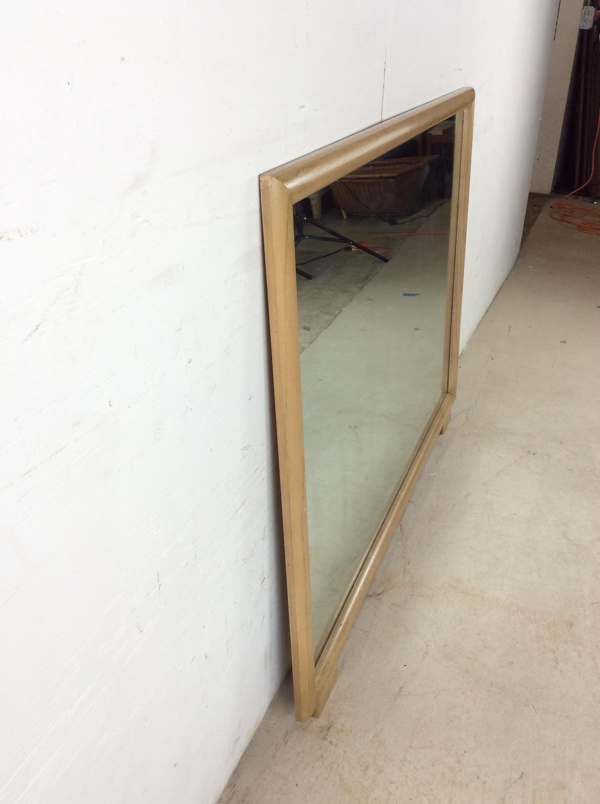 Chêne Mid Century Modern Wall Mirror with Limed Oak Finish en vente