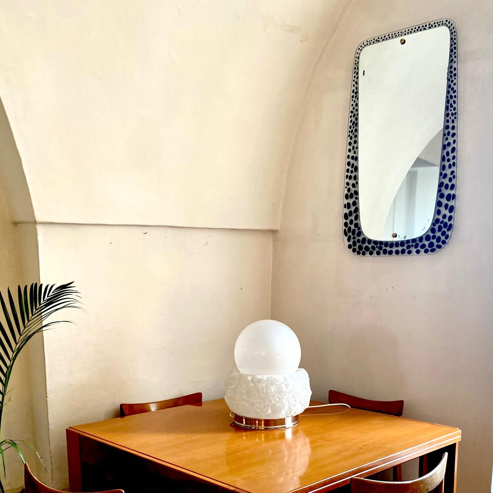 Italian Mid Century Modern Wall Mirror with Polka Dot pattern, Italy 1960s