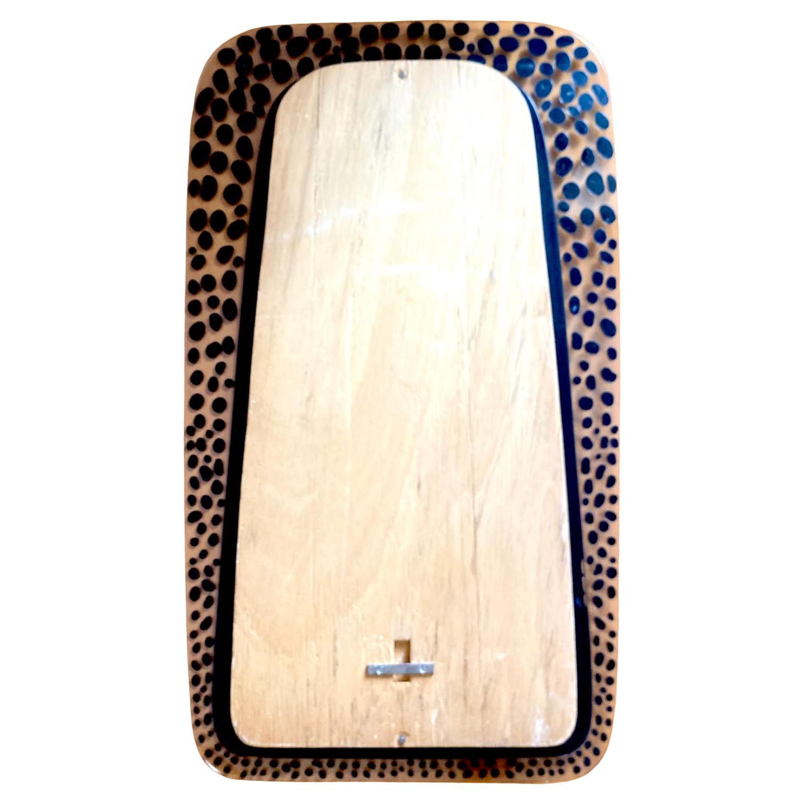 Glass Mid Century Modern Wall Mirror with Polka Dot pattern, Italy 1960s