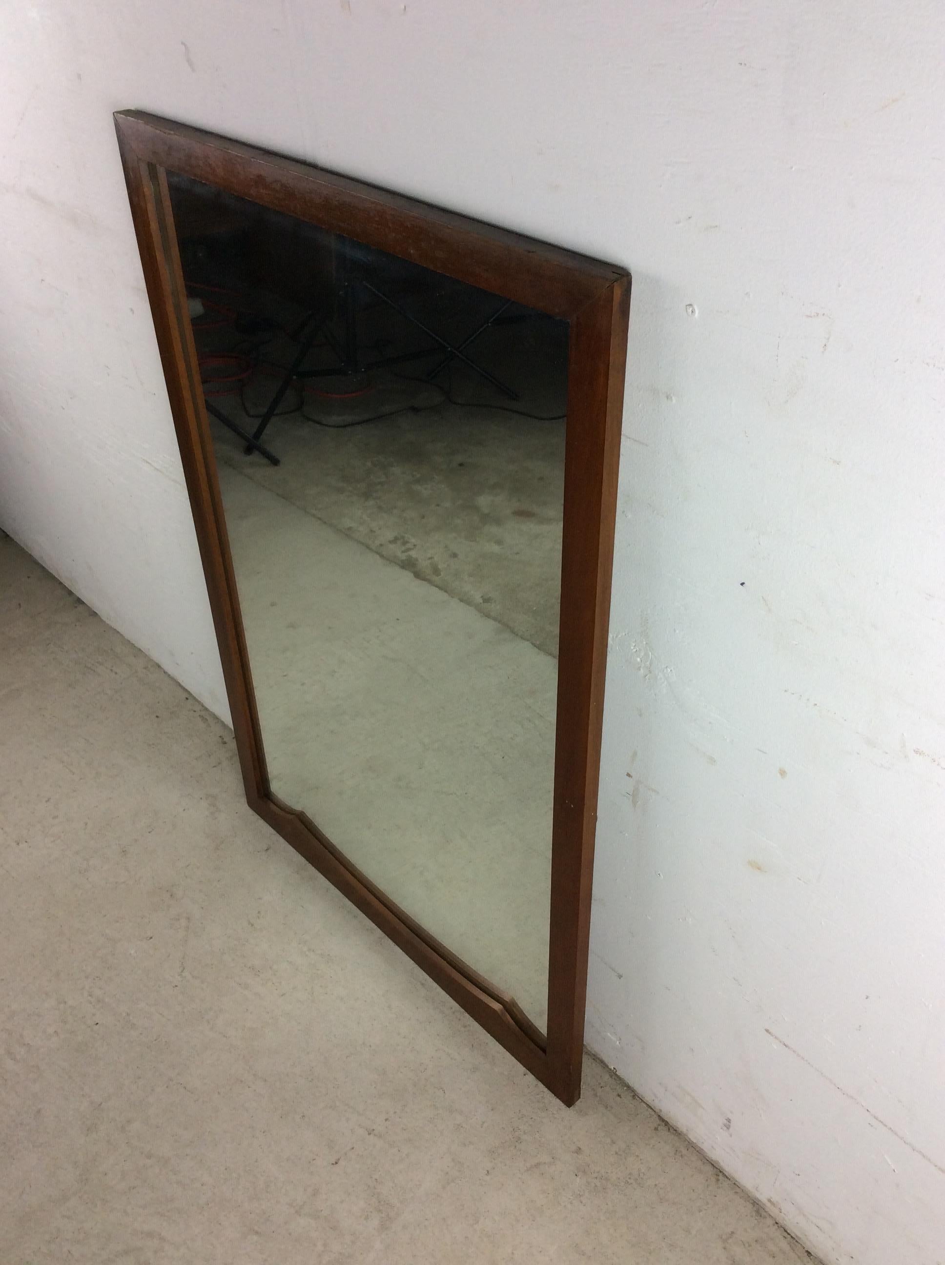 American Mid Century Modern Wall Mirror with Rectangular Frame For Sale