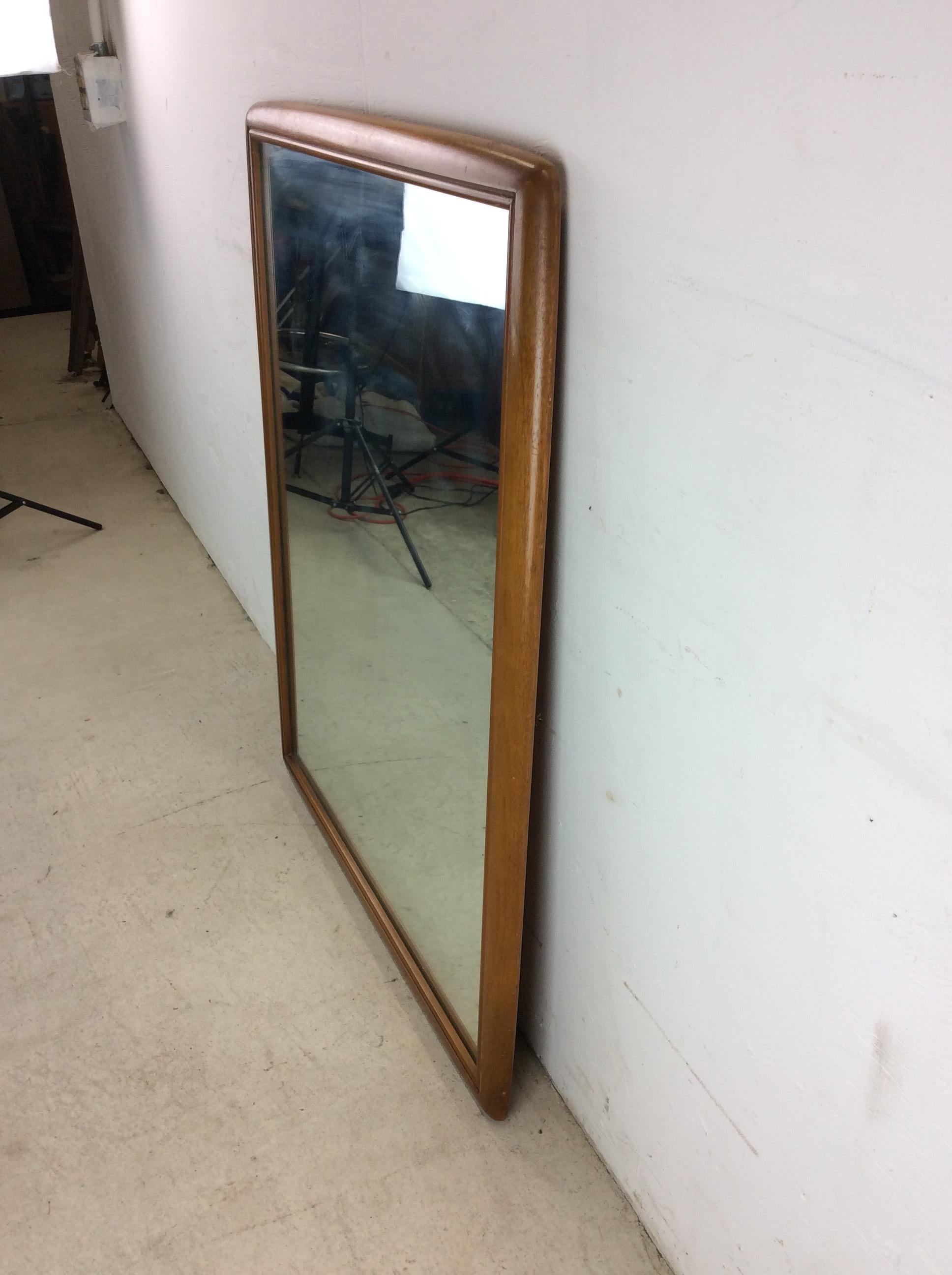 Miroir mural moderne du milieu du siècle avec cadre arrondi en érable en vente 6