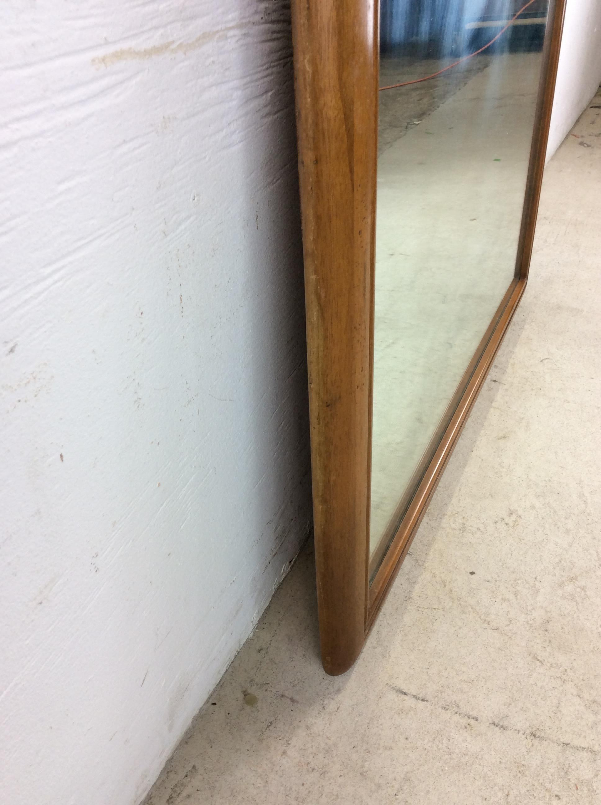Miroir mural moderne du milieu du siècle avec cadre arrondi en érable en vente 9