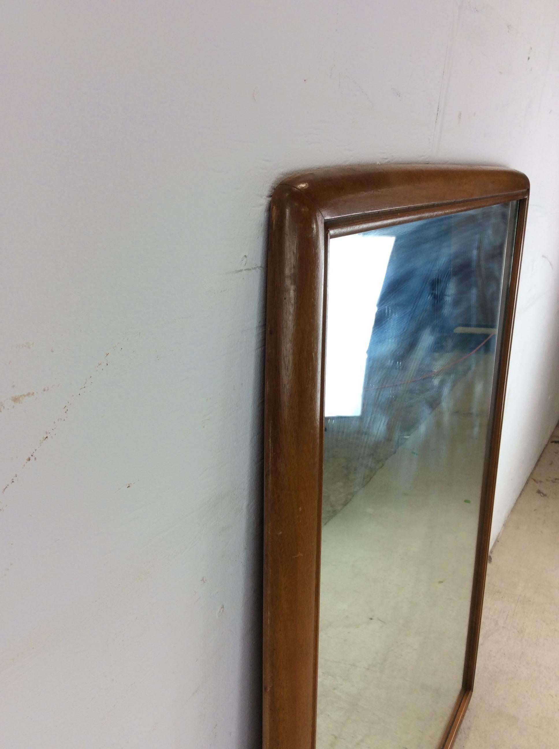 Miroir mural moderne du milieu du siècle avec cadre arrondi en érable en vente 10
