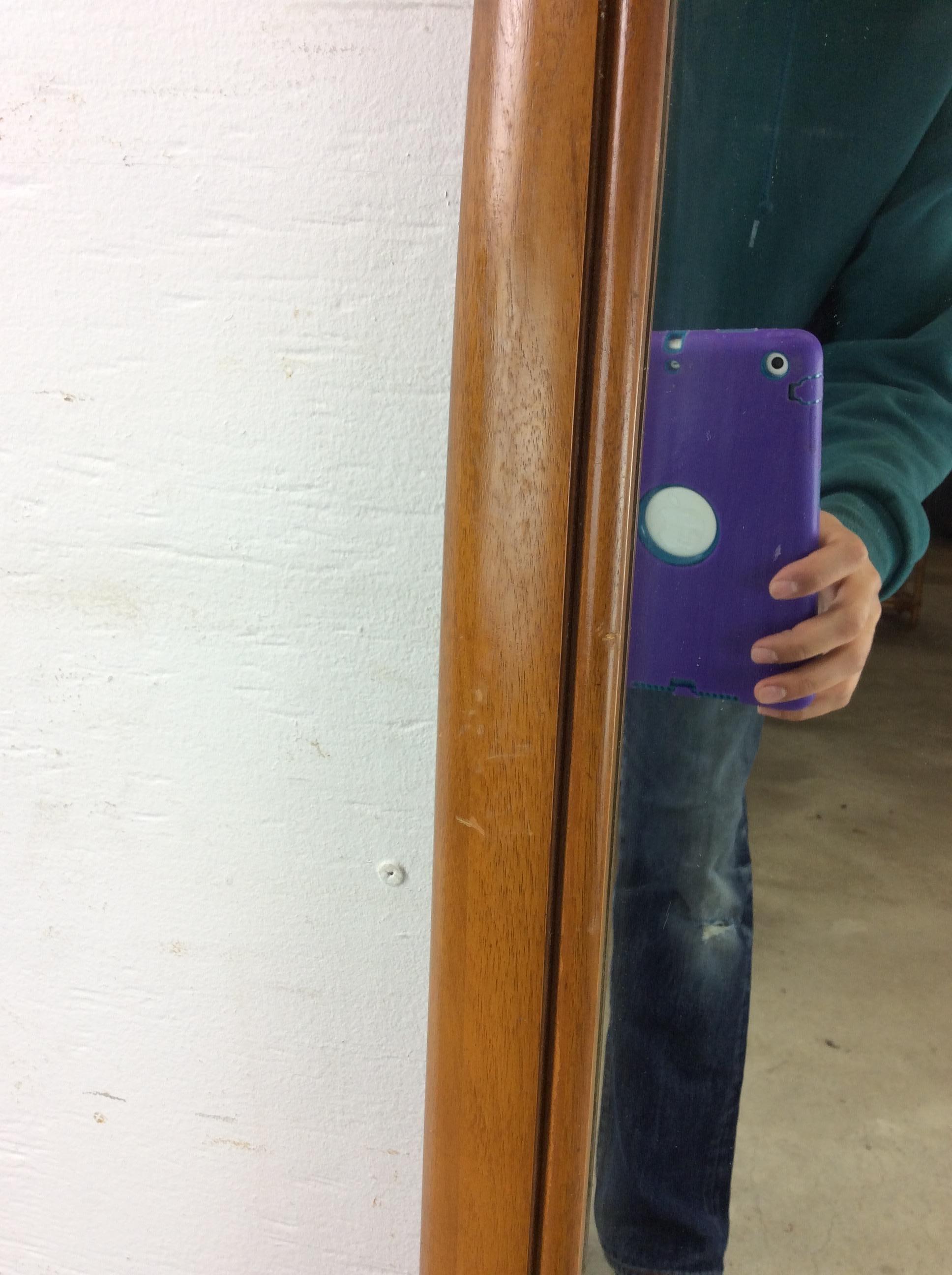 Miroir mural moderne du milieu du siècle avec cadre arrondi en érable en vente 2