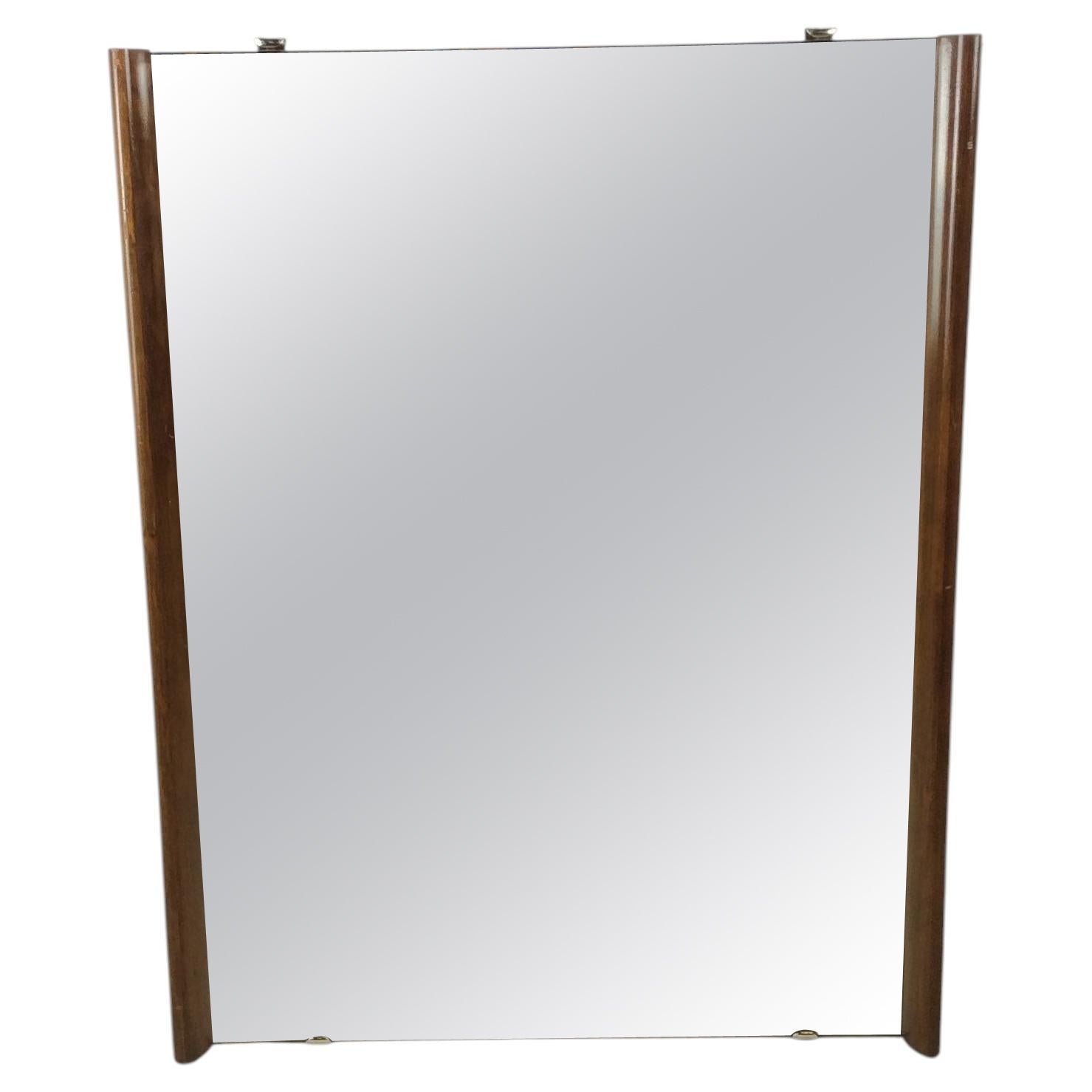 Mid Century Modern Wall Mirror with Unique Minimalist Frame For Sale