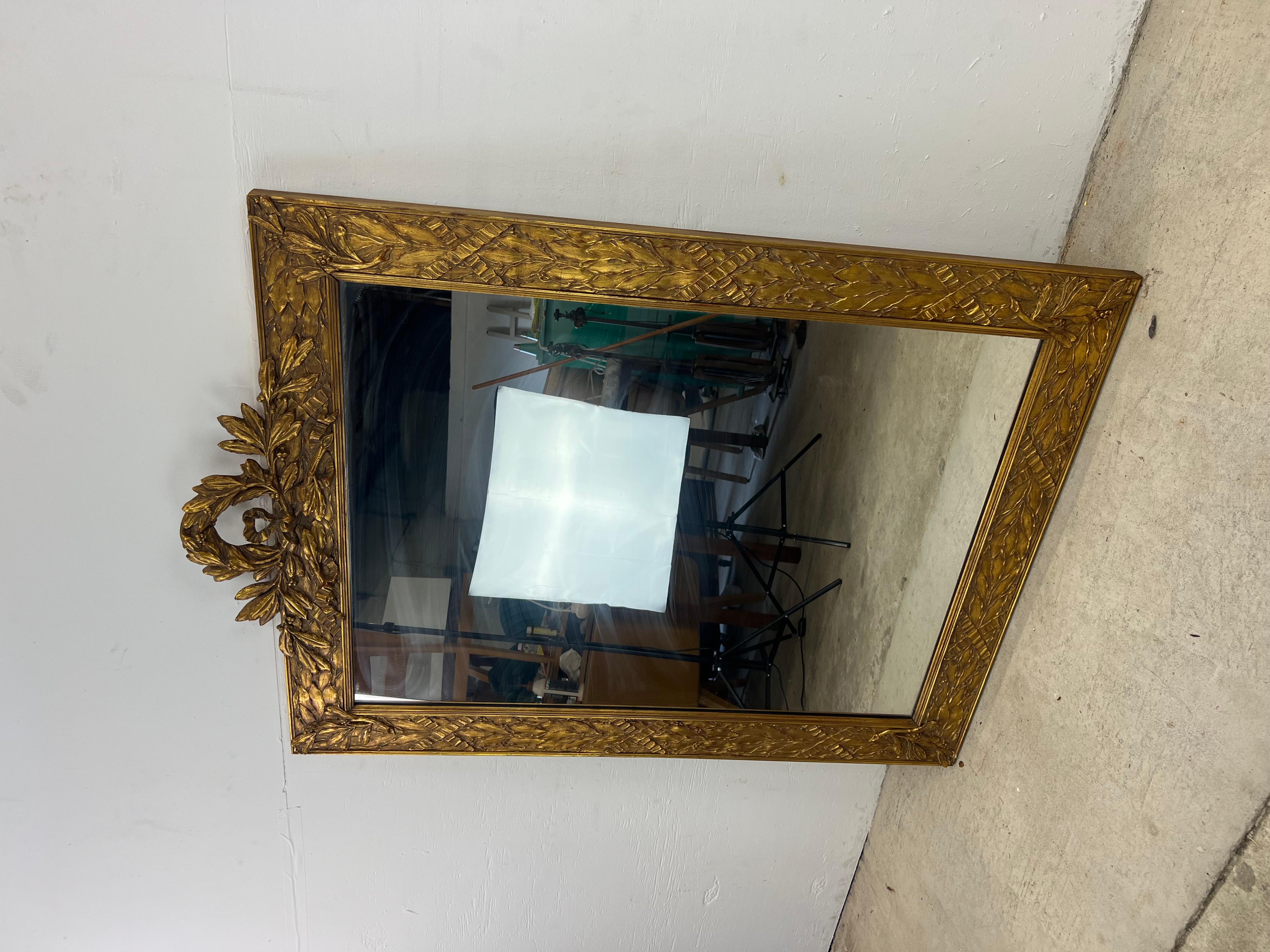American Mid Century Modern Wall Mirror with Unique Walnut Frame by Drexel