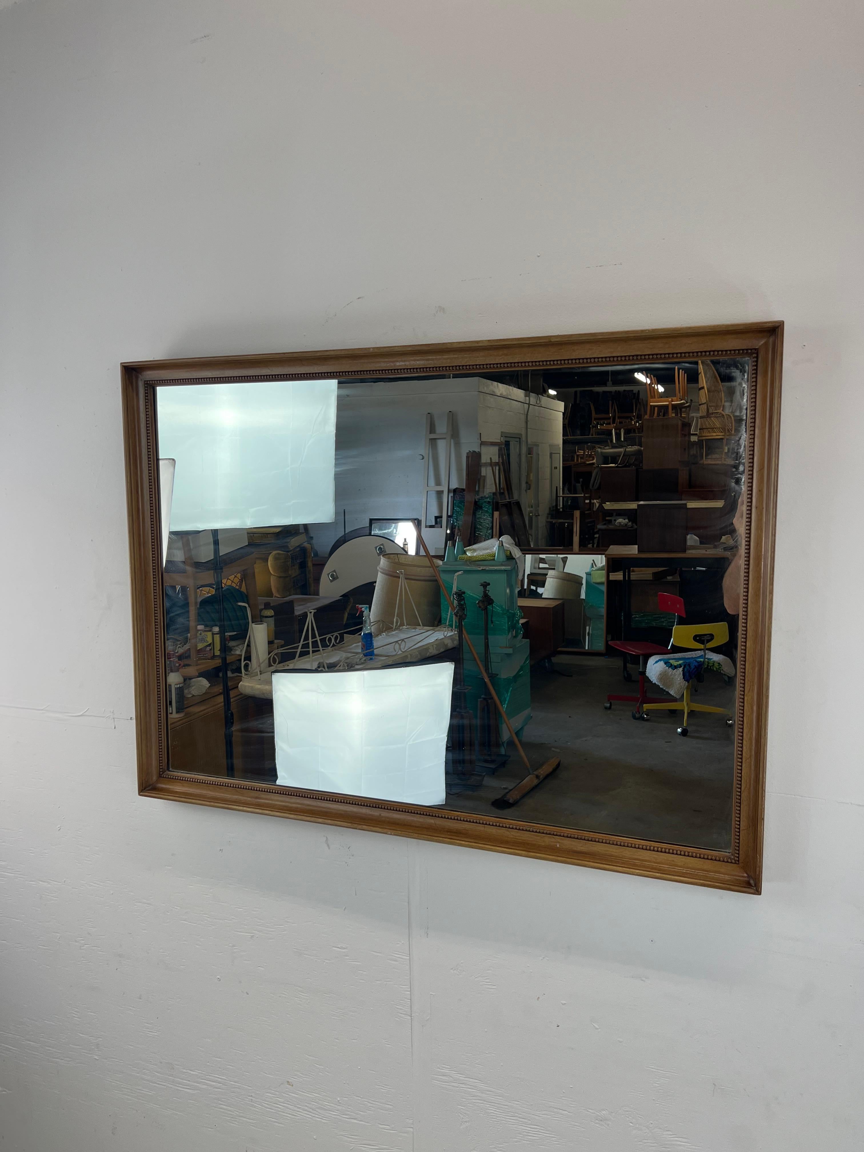 20th Century Mid Century Modern Wall Mirror with Walnut Frame by Drexel For Sale