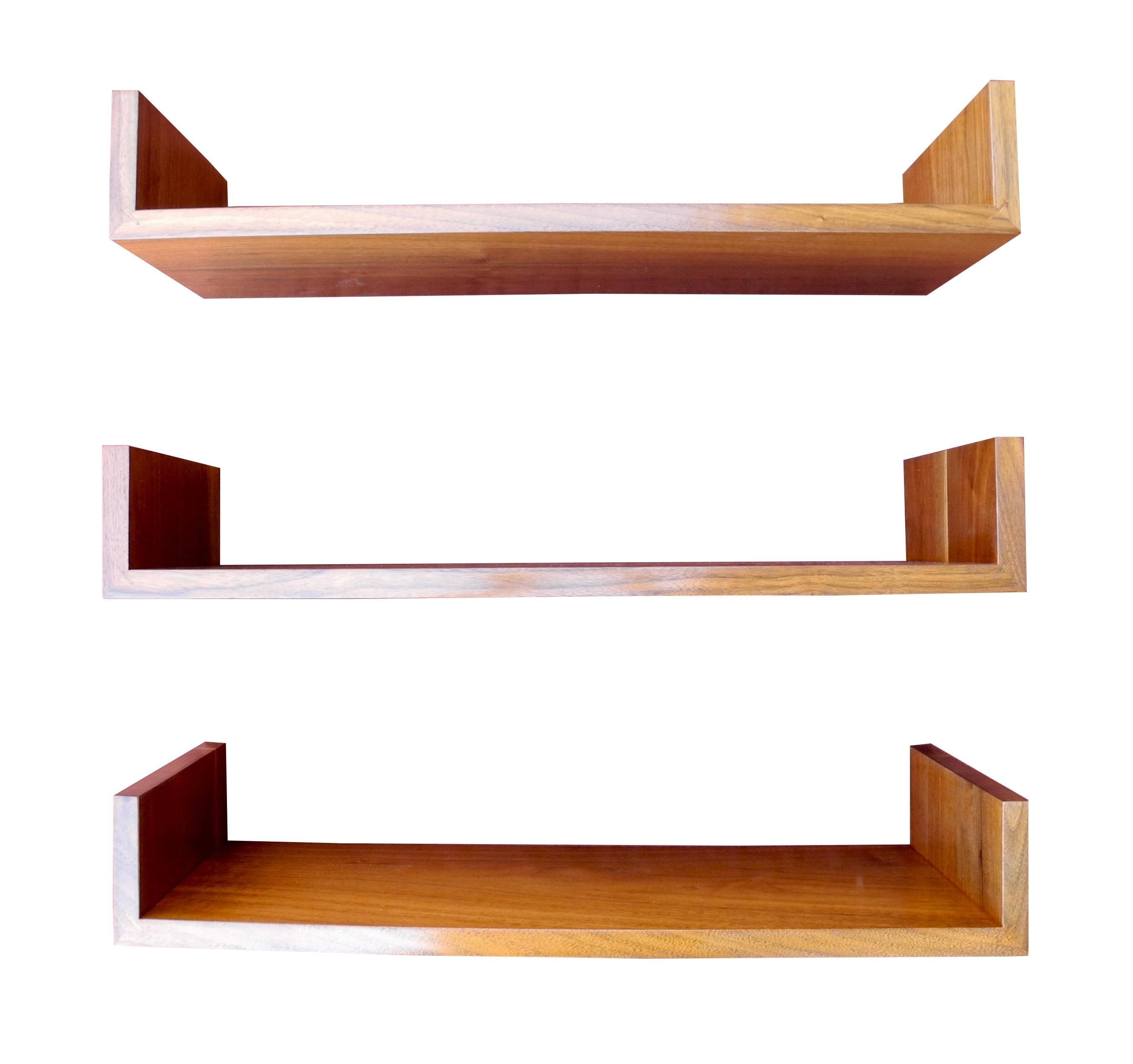 modern walnut shelves