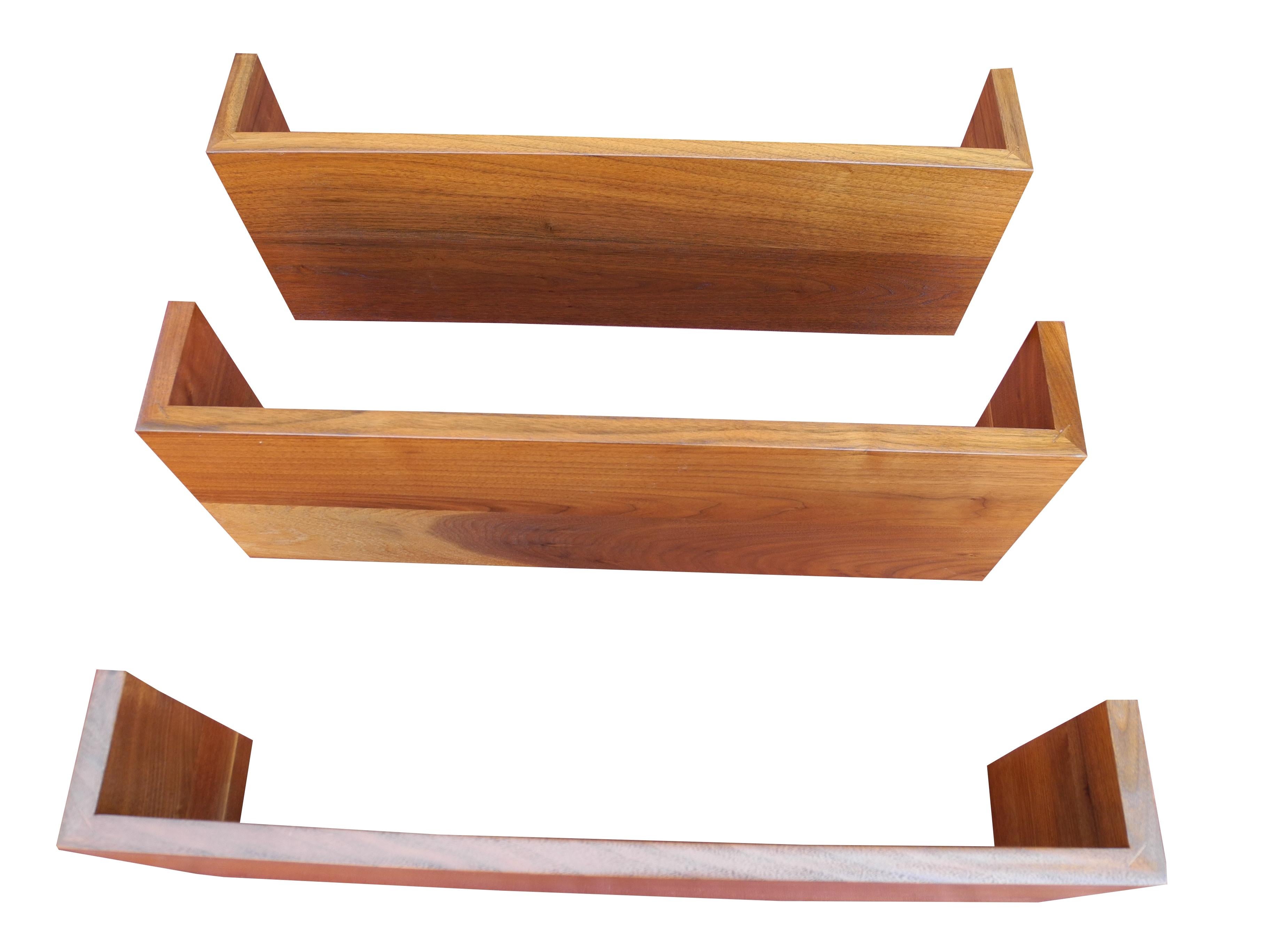 Mid-Century Modern Wall Mount Walnut Shelves Designed by Mel Smilow In Good Condition For Sale In Hudson, NY