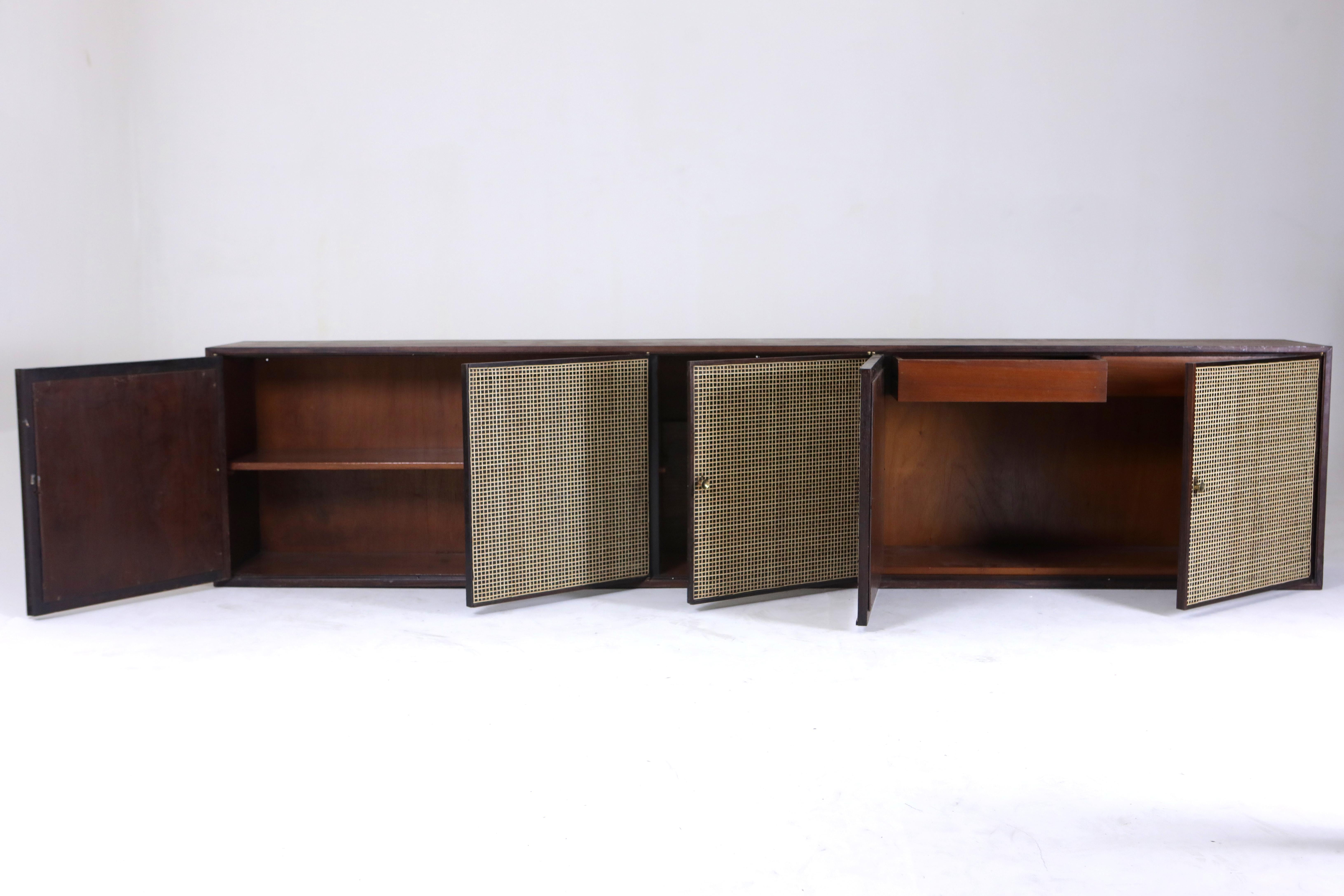 Mid-Century Modern Wall-Mounted Buffet by Forma Manufacture, Brazil, 1960s In Good Condition For Sale In Deerfield Beach, FL