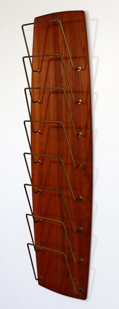 Mid-Century Modern Wall Mounted Magazine Rack Holder Danish Scandinavian 1960s