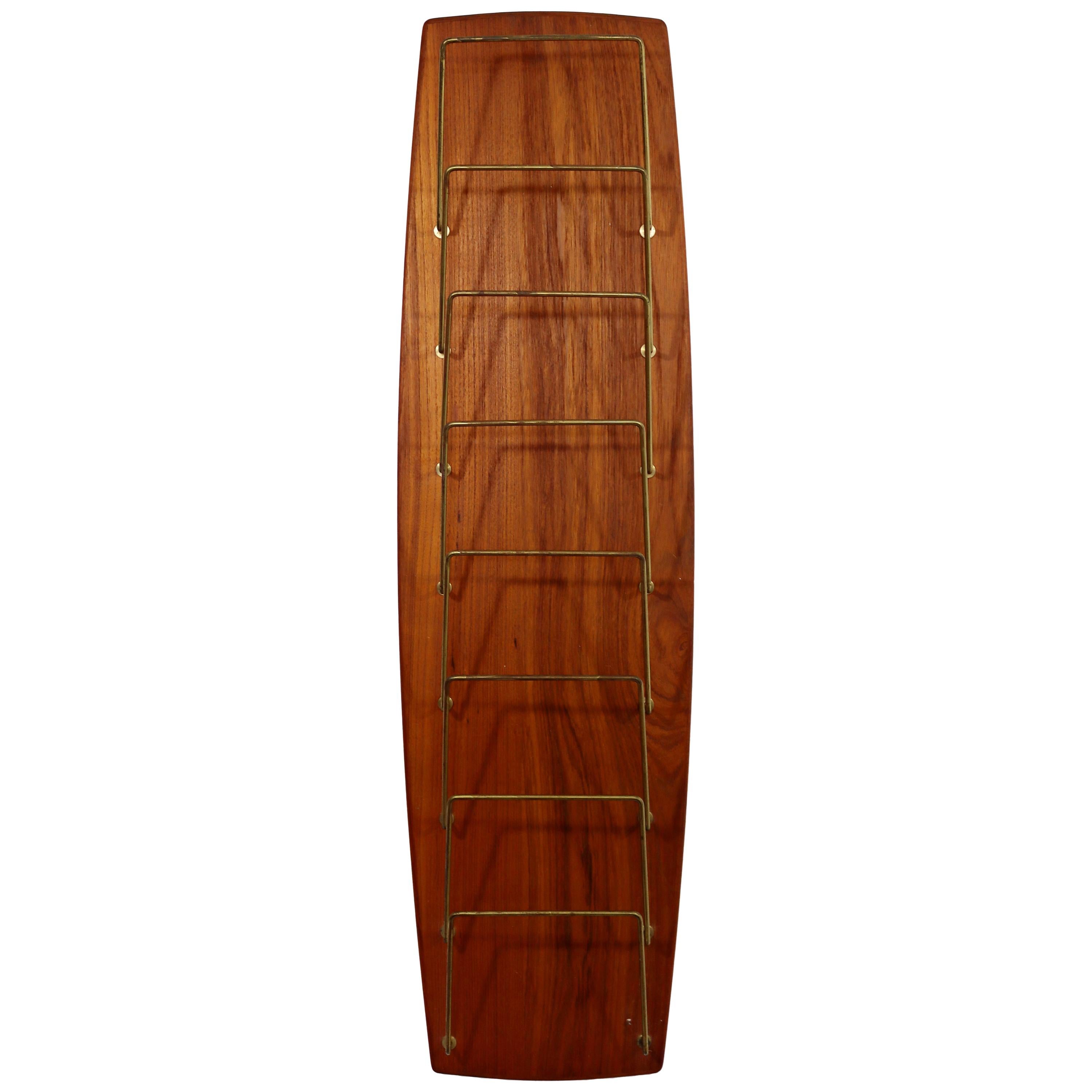 Mid-Century Modern Wall Mounted Magazine Rack Holder Danish Scandinavian 1960s