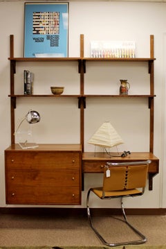 Mid-Century Modern Wall-Mounted Modular Corner Cabinet Desk Shelving Unit, 1960s